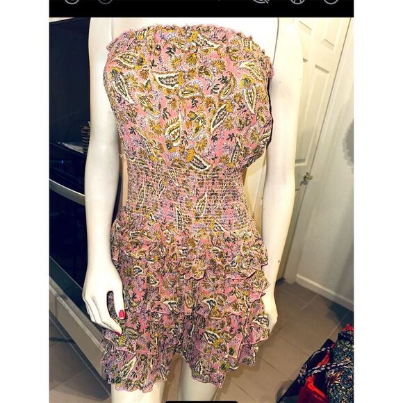 Patrons of Peace Women's Floral Ruffle Mini Dress Pink multi  Size L - Picture 1 of 14